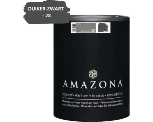 Amazona Krijtverf Duiker Zwart 0.75 liter blik voor muren en hout