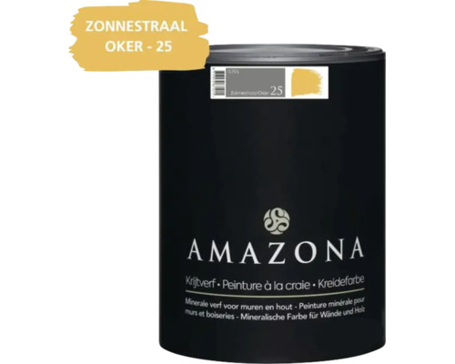 Amazona krijtverf Zonnestraal Oker 25 voor muren en hout in een blik van 0,75 liter