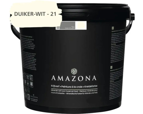 Emmer met Amazona krijtverf in Duiker-Wit 21 voor muren en hout