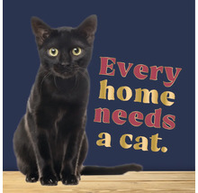 Wanddecoratie met een zwarte kat en de tekst Every home needs a cat.