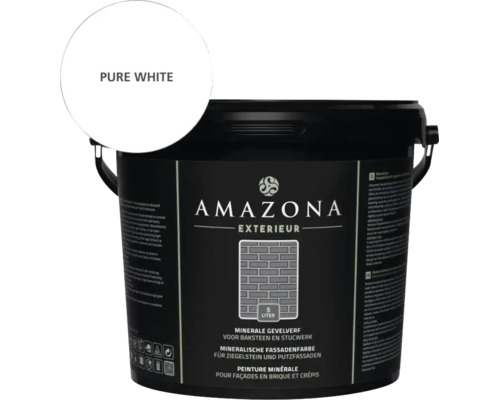 Emmers Amazona Exterieur minerale gevelverf Pure White vijf liter voor baksteen en stucwerk.