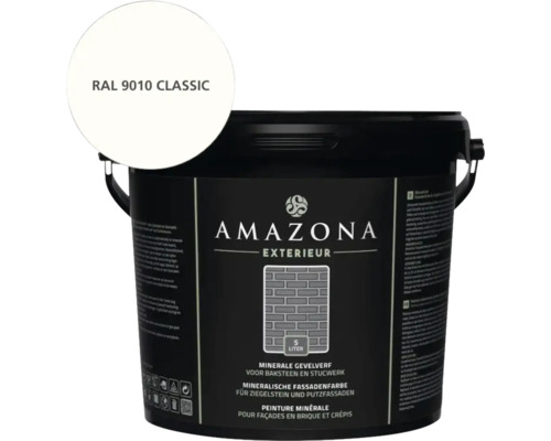Emmer Amazona Exterieur minerale gevelverf RAL 9010 5 liter voor baksteen en stucwerk