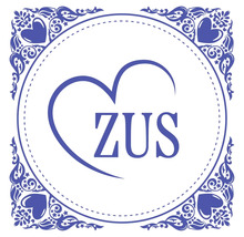 ZUS bedrijfslogo met hart en ornamentrand
