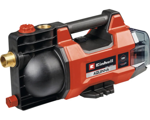 Einhell accu-tuinpomp Aquinna met draaggreep en messing aansluitingen.