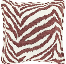 Vierkant sierkussen met getextureerd zebrapatroon in bruin en gebroken wit.