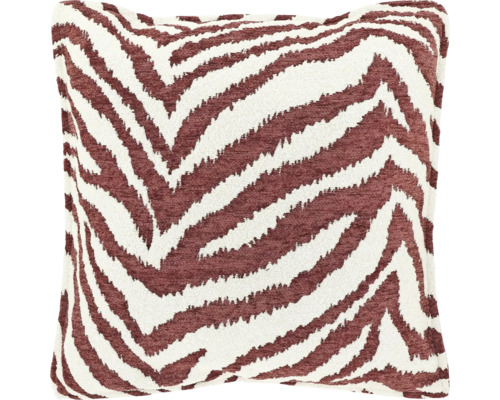 Vierkant sierkussen met getextureerd zebrapatroon in bruin en gebroken wit.