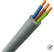 Elektrokabel met drie geïsoleerde koperen aders en mantel (Image AI modified or generated)