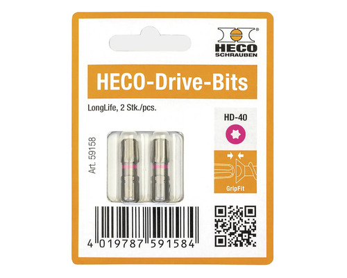 HECO-Drive bits HD-40, twee stuks in blisterverpakking