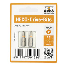 HECO-Drive-bits HD-20 LongLife, verpakking met twee stuks.