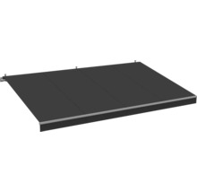 Een uitgeschoven knikarmscherm met stevig zonneschermdoek voor wandmontage.