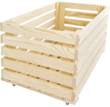Houten kist van grenenhout met wielen voor opslag