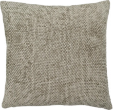 Vierkant sierkussen met grove weefstructuur in neutrale look.