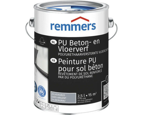 Remmers PU Beton en Vloerverf Zilvergrijs 2,5 liter in emmer met Blauer Engel milieukeurmerk