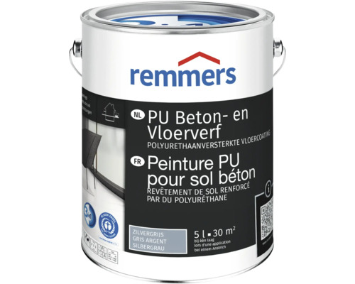 Remmers PU beton- en vloerverf in een verpakking van 5 liter voor circa 30 vierkante meter bij één laag.