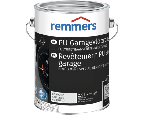 Remmers PU garagevloercoating in lichtgrijs, 2,5 liter verpakking voor 15 vierkante meter.