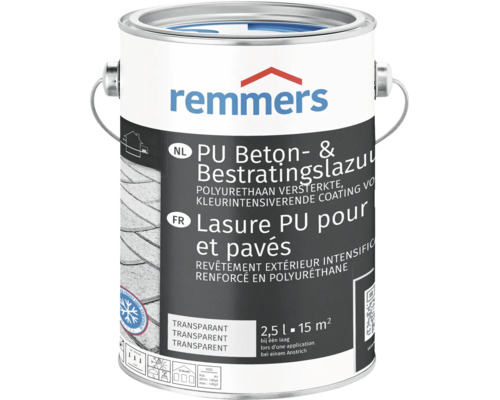 Remmers PU Beton en Bestratingslazuur in 2,5 liter blik voor het beschermen en opfrissen van beton en bestrating