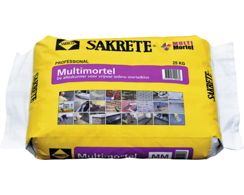 Zak Sakrete Multimortel, 25 kilogram, universele bouwmortel voor diverse bouw- en reparatieklussen.