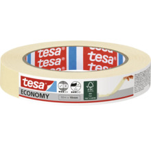 Een rol tesa Economy afplakband met een lengte van 50 meter en een breedte van 19 millimeter voor binnengebruik.