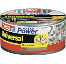 Tesa Extra Power Universal weefseltape, 10 meter bij 50 millimeter, zilver