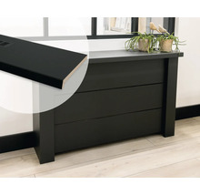 Radiatorbekleding met moderne uitstraling inclusief een gedetailleerde opname van de bovenste afdekplaat.