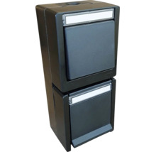 Dubbele deurbelknop voor opbouwmontage met twee naamplaatjes en rechthoekige behuizing voor buiten