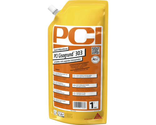 PCI Gisogrund 303 speciale hechtprimer voor gladde, niet-zuigende ondergronden, 1 liter verpakking.