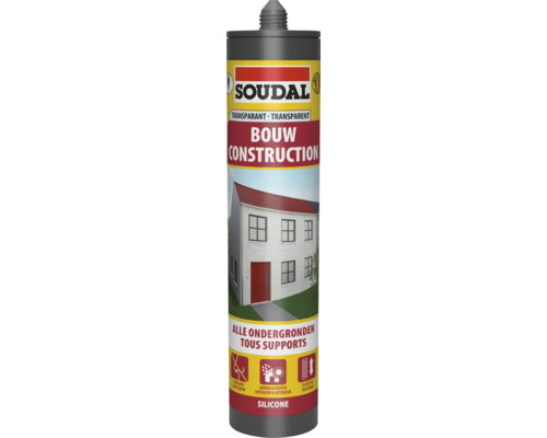 Soudal Bouw Siliconen koker transparant geschikt voor alle ondergronden binnen en buiten.