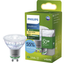 Philips LED lamp GU10 2,1 Watt, warm wit 2700 Kelvin, UltraEfficient voor energiezuinige verlichting in de productverpakking.