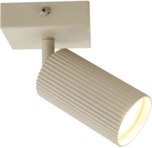 Een enkele plafondspot met een geribbelde cilindrische lampkop voor directe verlichting