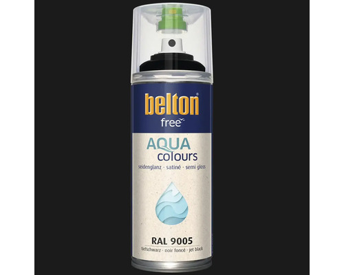 Belton Free Aqua Colours spuitlak in diepzwart zijdeglans RAL 9005 voor verf op waterbasis
