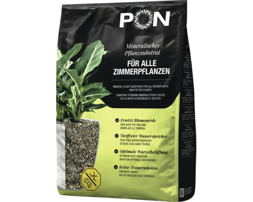 Verpakking Lechuza Pon mineraal plantensubstraat voor alle kamerplanten, als vervanging voor potgrond en ter voorkoming van rouwvliegjes.