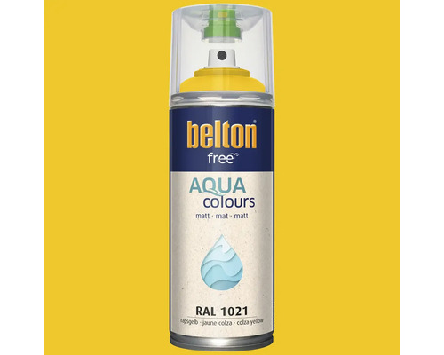 Belton free Aqua Colours spuitlak mat RAL 1021 koolzaadgeel