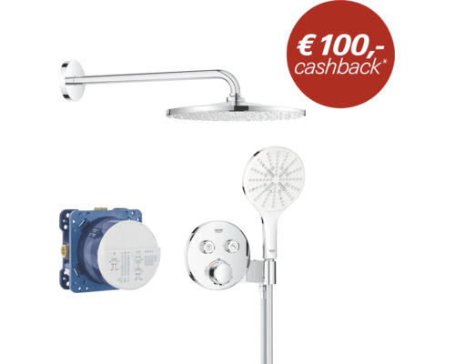 Grohe inbouw douchesysteem met hoofddouche en handdouche inclusief thermostaatkraan en inbouwdeel.