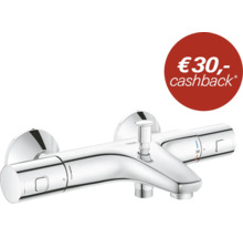 Grohe thermostaatbadkraan van metaal voor wandmontage met omsteller en cashback actie.