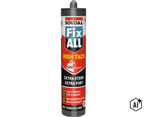 Soudal Fix All High Tack montagelijm koker voor sterke verlijming op verschillende materialen. (Image AI modified or generated)