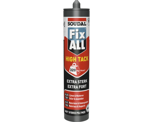 Soudal Fix All High Tack montagelijm koker voor sterke verlijming op verschillende materialen.