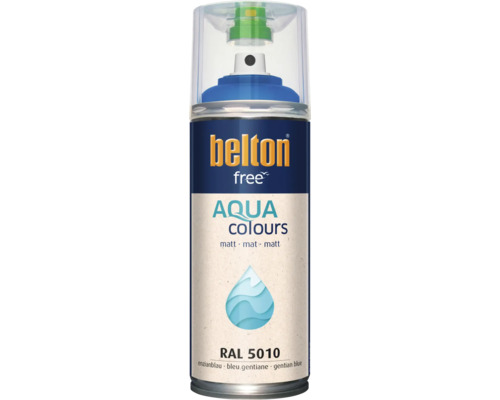 Belton Free Aqua Colours spuitlak in gentiaanblauw RAL 5010 met matte glansgraad