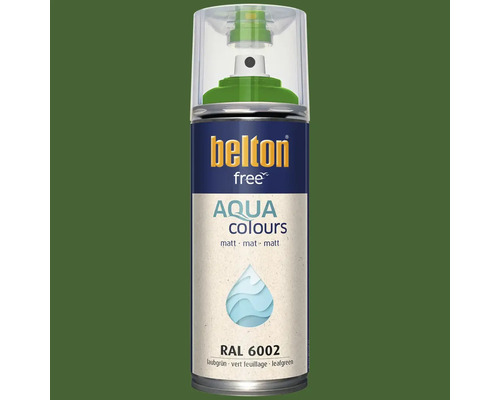 Belton Free Aqua Colours spuitlak mat in loofgroen RAL 6002 voor het lakken van diverse oppervlakken