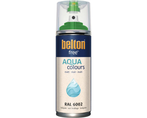 Belton Free Aqua Colours spuitlak in bladgroen RAL 6002 met matte afwerking
