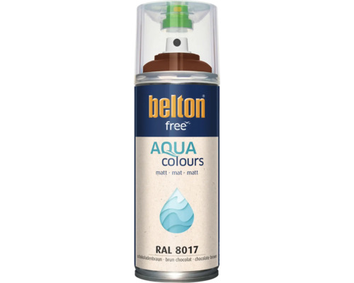 Belton Free Aqua Colours spuitlak in chocoladebruin RAL 8017, mat, lak op waterbasis voor binnen- en buitentoepassingen