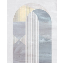 Wanddecoratie met abstract boogmotief en geometrische lijnpatronen in moderne stijl
