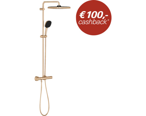 Douchesysteem met thermostaatkraan en handdouche in metaaluitstraling met cashback actie