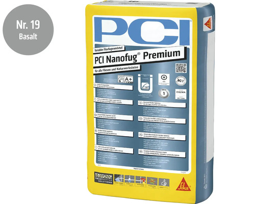 PCI Nanofug Premium flexibele voegmortel in basalt, 15 kilogram zak voor tegels en natuursteen