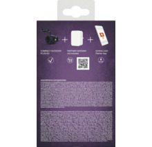 Productverpakking van een slimme buitenstekker met gateway indicatie en app download informatie.