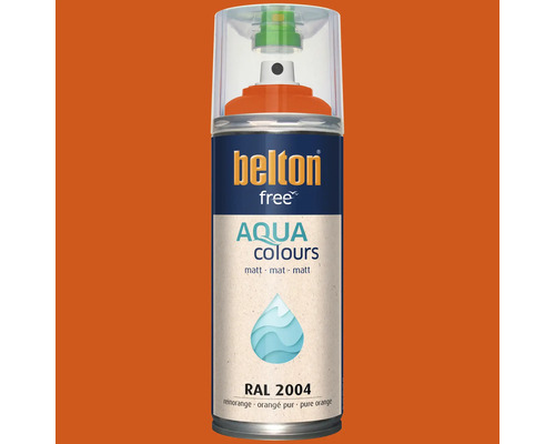 belton free Aqua lakspuitbus in zuiver oranje mat RAL 2004