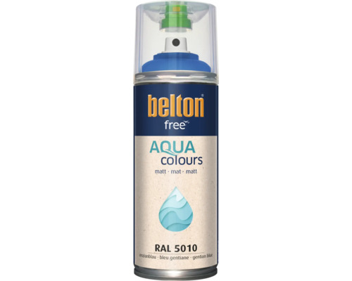 Belton Free Aqua Colours spuitlak mat in gentiaanblauw RAL 5010 voor decoratief schilderwerk