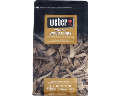 Weber Whiskey rookchips 0,7 kilogram hersluitbare zak voor een intense rooksmaak bij het barbecueën.