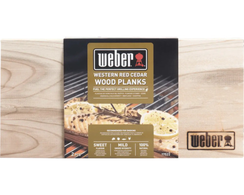 Weber Western Red Cedar rookplanken van cederhout voor het grillen van vis en vlees, 2 stuks