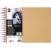 Marabu Mixed Media schetsblok in A4 formaat met 32 vellen papier van 300 gram per vierkante meter en spiraalbinding