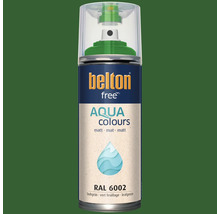 Belton free Aqua Colours spuitlak in bladgroen RAL 6002 met een matte afwerking.